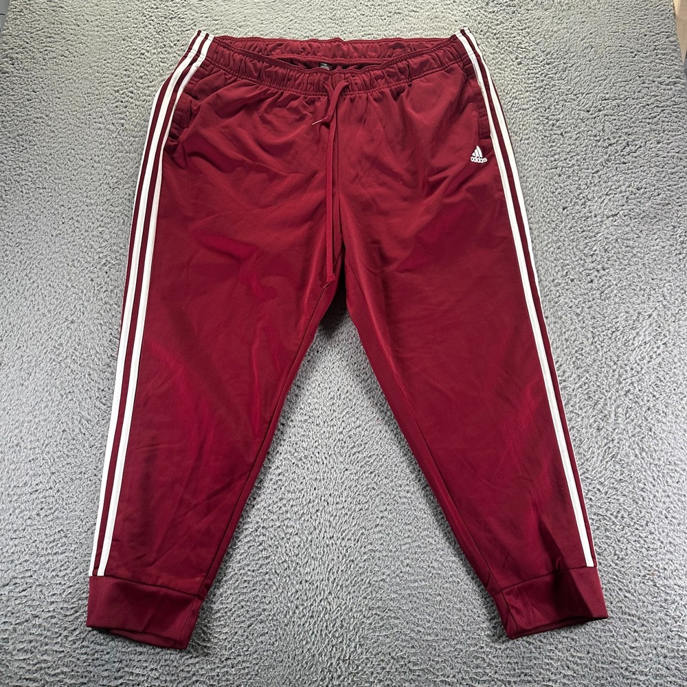 Adidas Sweatpants Womens 3X Red Jogger Tapered Leg Performance Sports Activewear